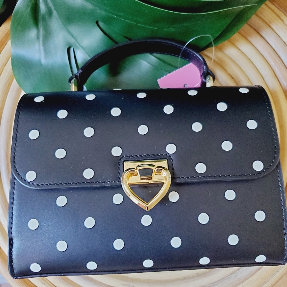🆕 Kate Spade Black Multi Brocade Jacquard Lovitt Dot Small Top Handle Valentine